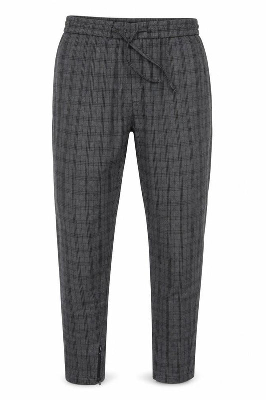 Kings Will Dream Men's Grey Check XS Jogger Trousers Drawstring Tapered