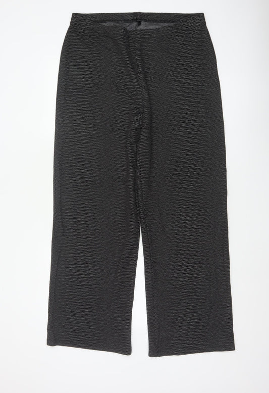 Marks and Spencer Women’s Black Mix UK 16 Wide-Leg Pull-On Trousers