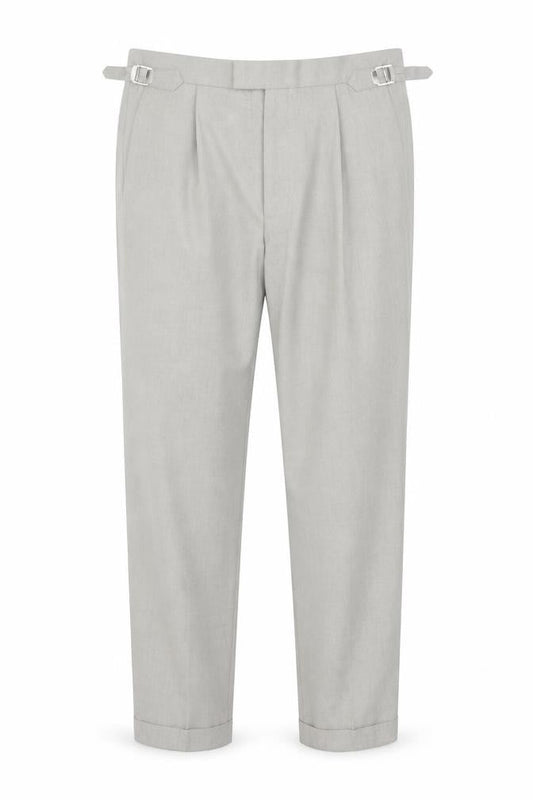 Marks & Spencer Men's Grey 34S Pleated Tapered Dress Trousers
