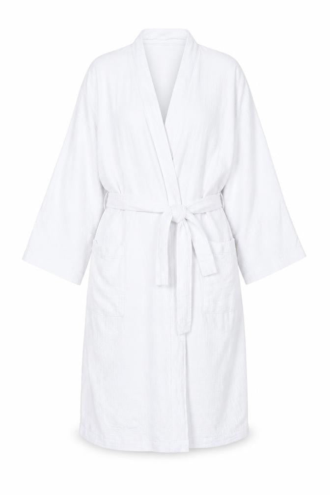 Marks & Spencer Women White Cotton Kimono Robe Size L Belted
