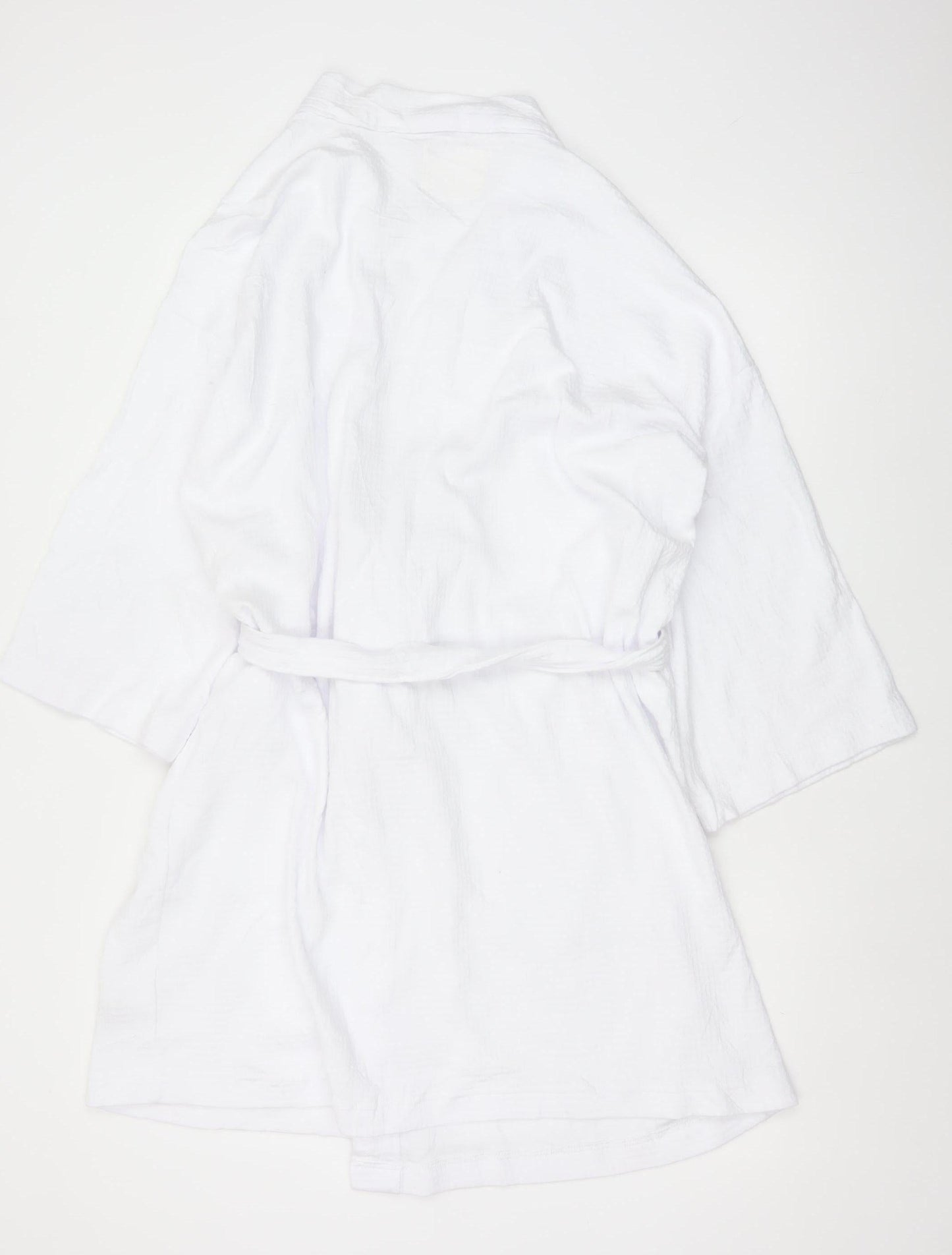 Marks & Spencer Women White Cotton Kimono Robe Size L Belted