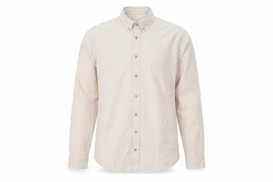 Kronstadt Men’s Beige L Cotton Blend Button-Down Long Sleeve Shirt