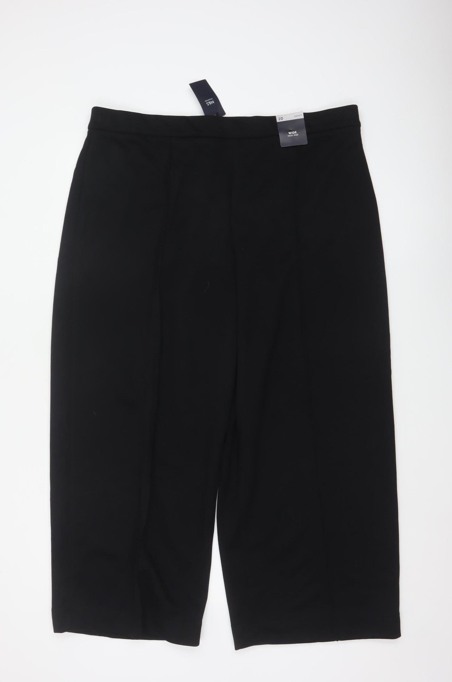 Marks & Spencer Women’s Black Size 20 Short Wide Leg High Rise Trousers