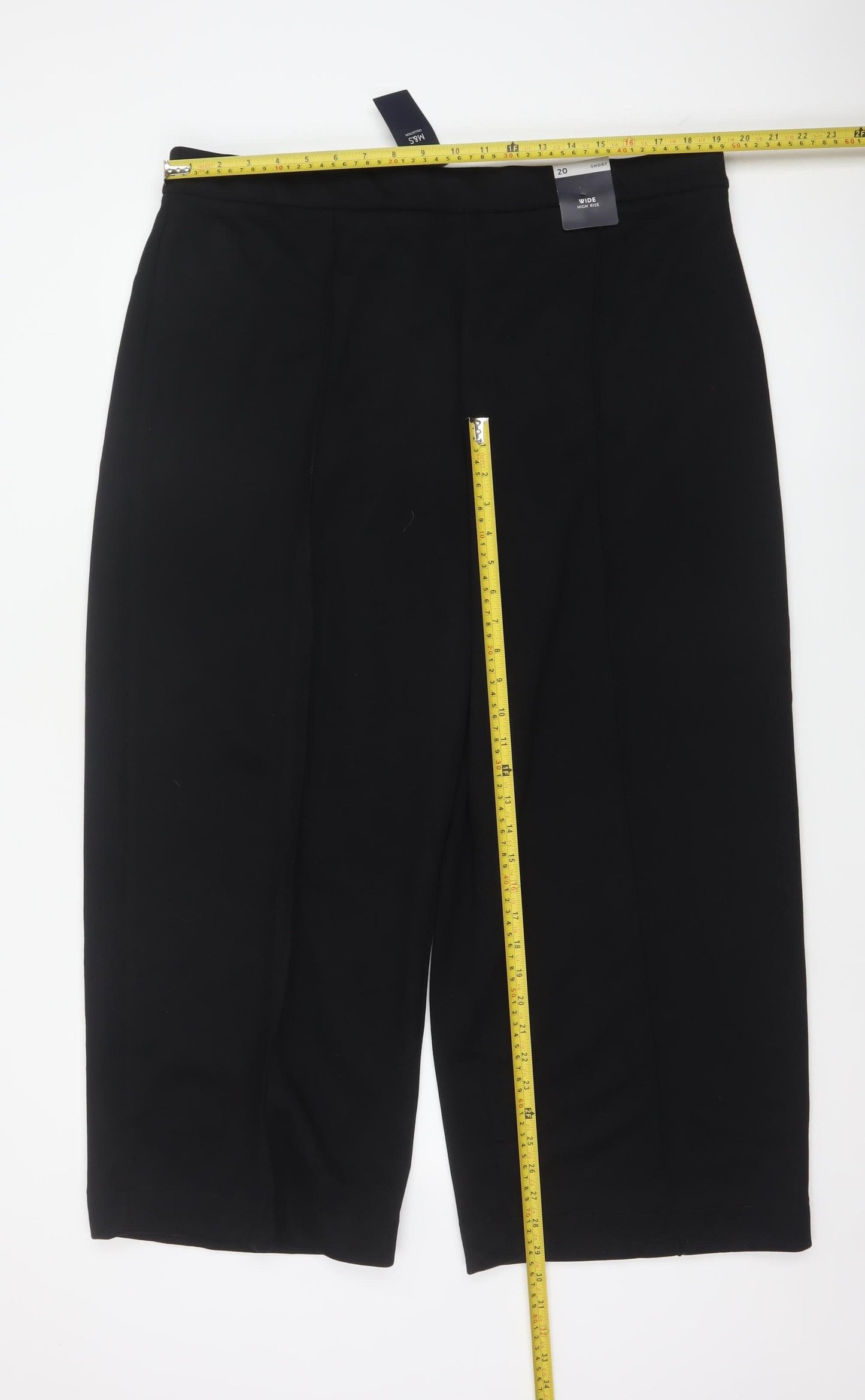 Marks & Spencer Women’s Black Size 20 Short Wide Leg High Rise Trousers