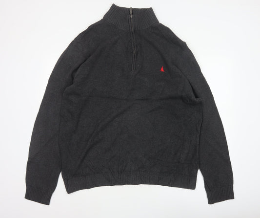 Musto Men’s Grey 2XL 1/4 Zip Cotton Knit Jumper Nautical Logo