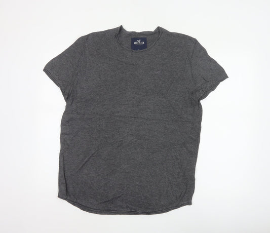 Hollister Men’s Grey L Crew Neck Short Sleeve Logo T-Shirt
