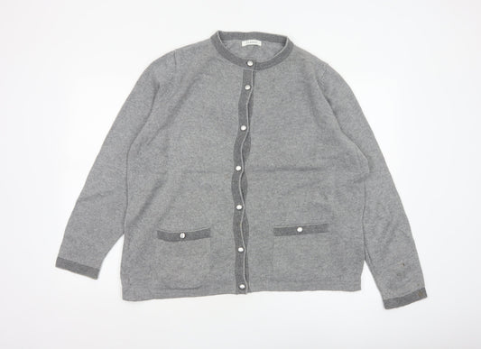 Marks and Spencer Women Grey UK 20 Wool Blend Button Knit Cardigan