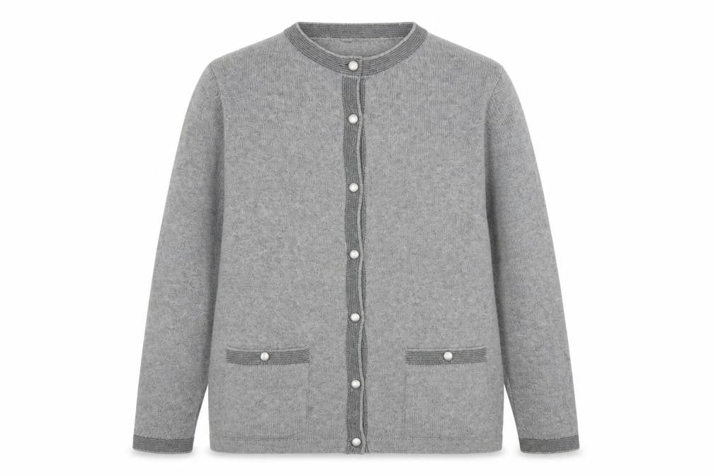 Marks & Spencer Women Grey UK 20 Wool Blend Button Knit Cardigan