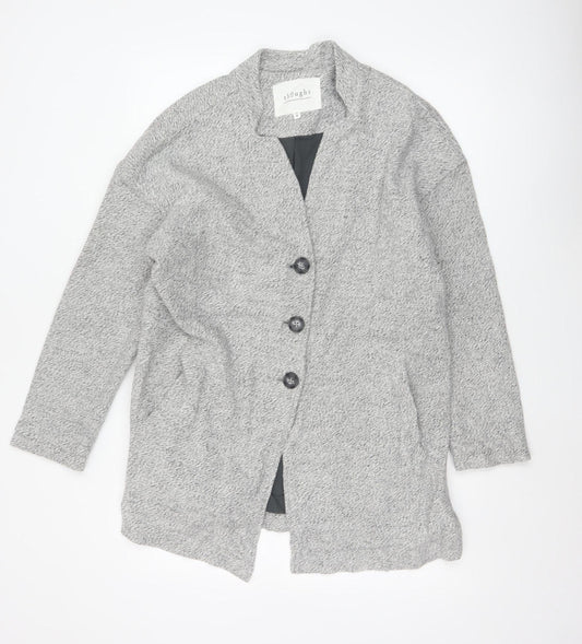 Thought Women’s Grey UK 12 Cotton Long Overcoat Button Lined Pockets