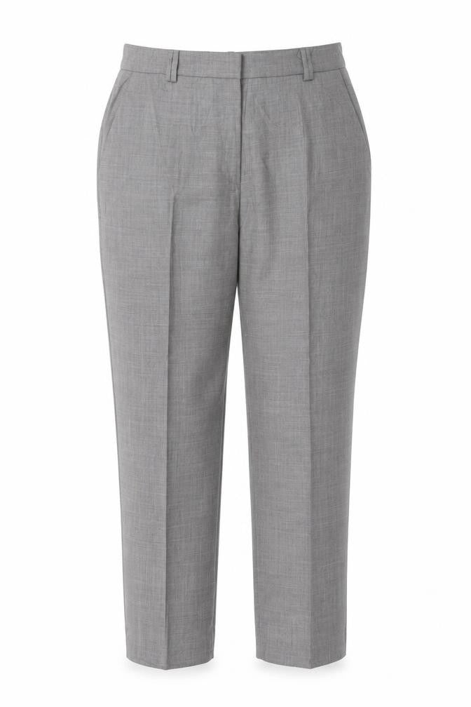 Marks & Spencer Women Grey Size 14 Freya Relaxed Straight Tailored Trousers