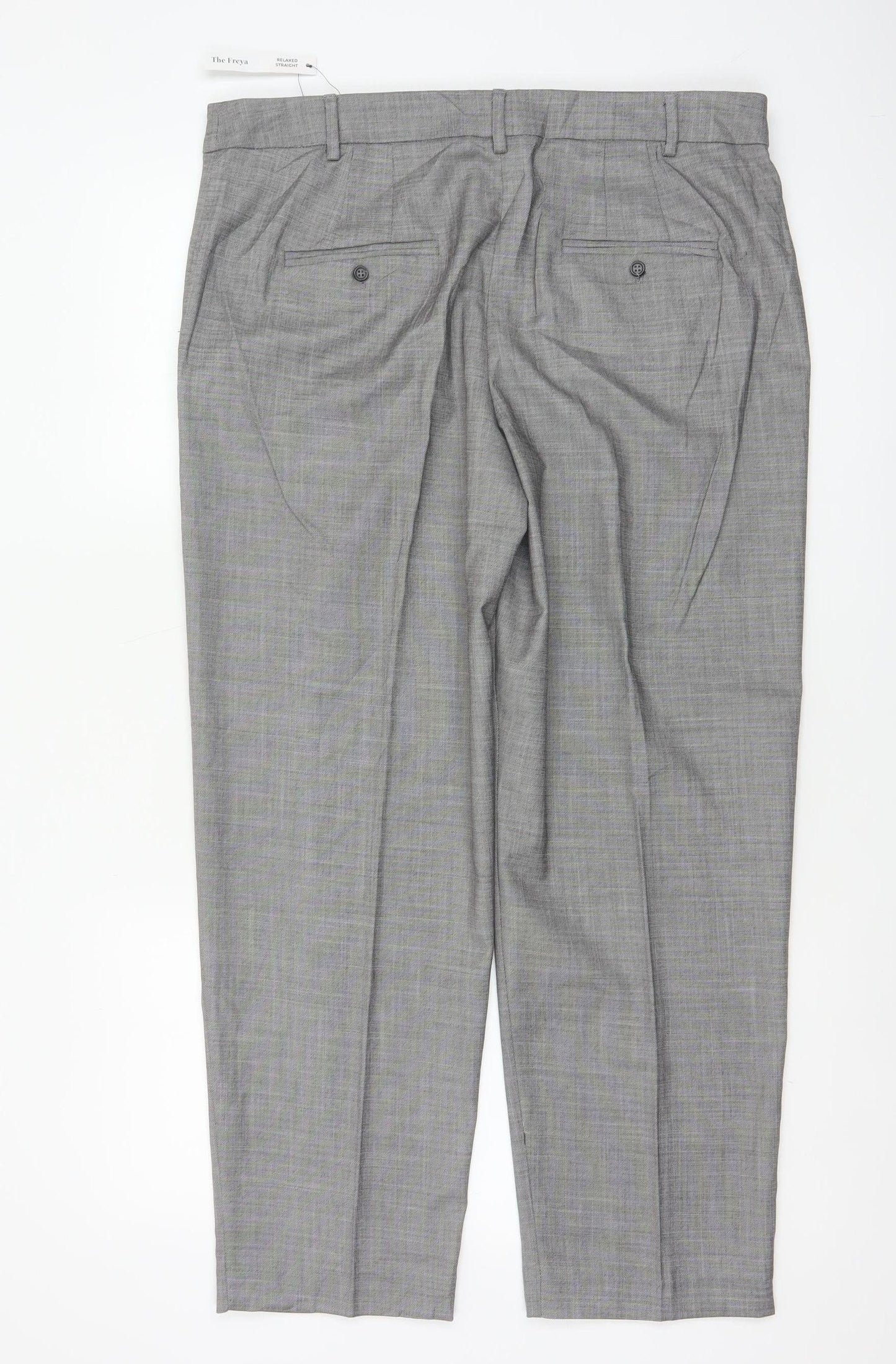 Marks & Spencer Women Grey Size 14 Freya Relaxed Straight Tailored Trousers
