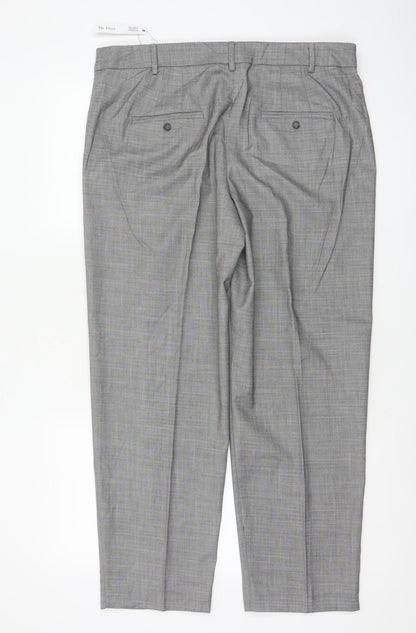 Marks & Spencer Women Grey Size 14 Freya Relaxed Straight Tailored Trousers