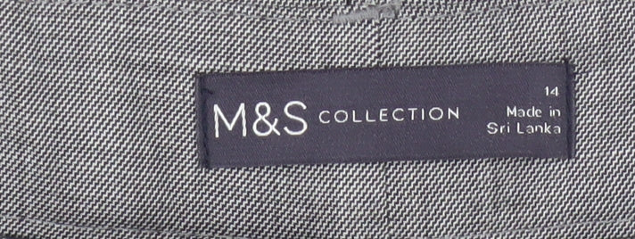 Marks & Spencer Women Grey Size 14 Freya Relaxed Straight Tailored Trousers