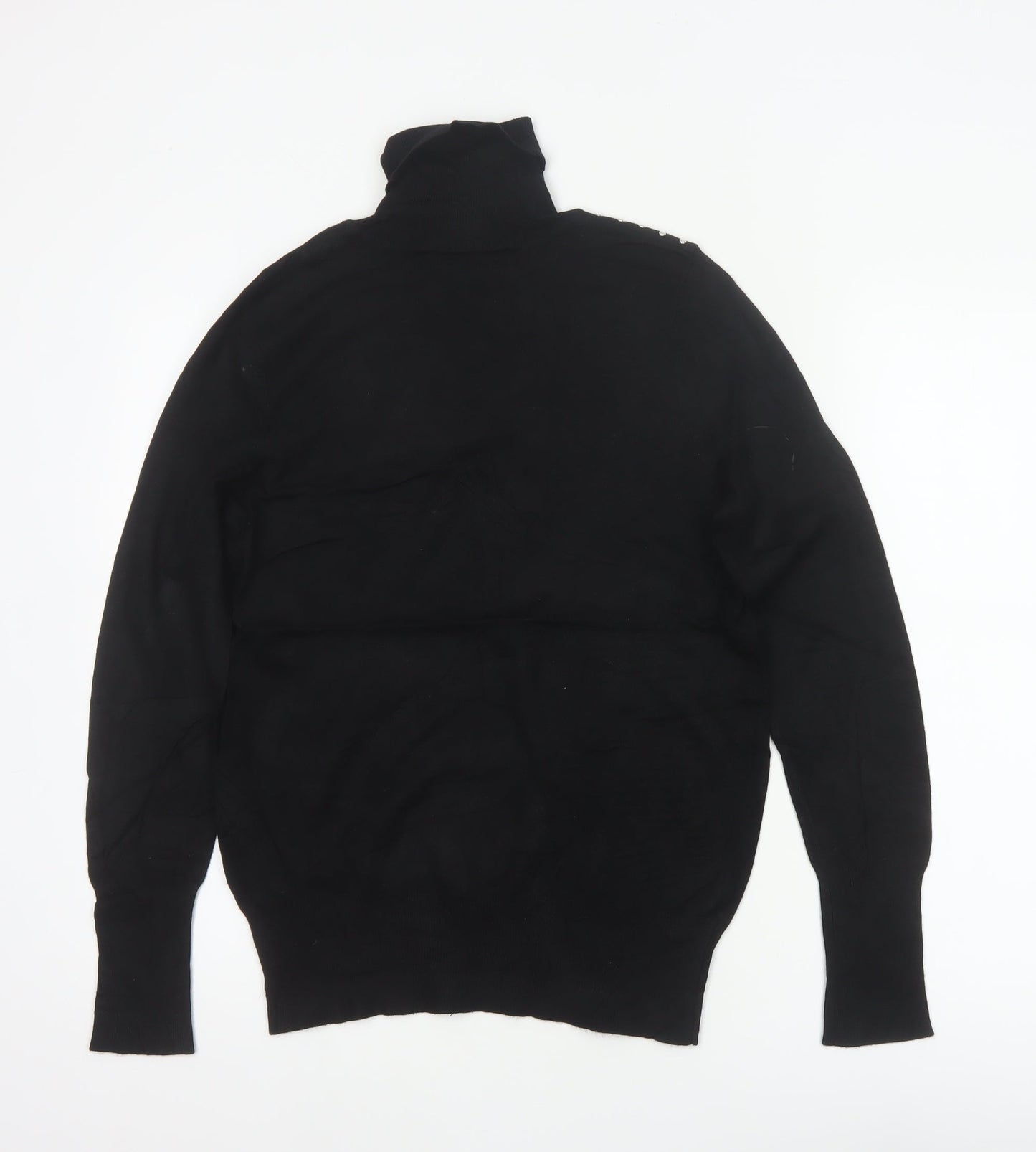 Wallis Women Black UK 12 Roll Neck Studded Knit Pullover Jumper