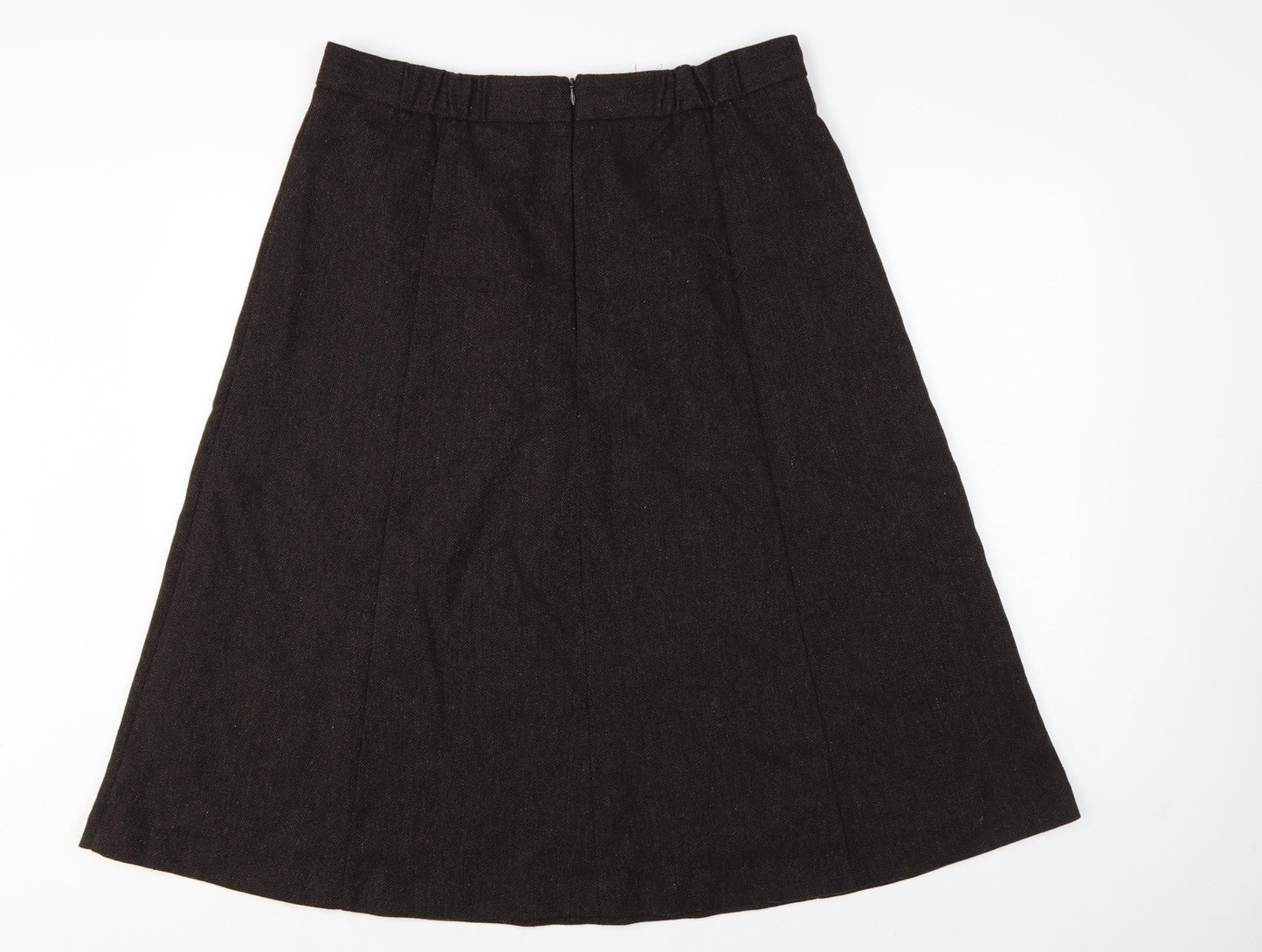 Marks & Spencer Women Brown UK 16 Long A-Line Wool Blend Skirt