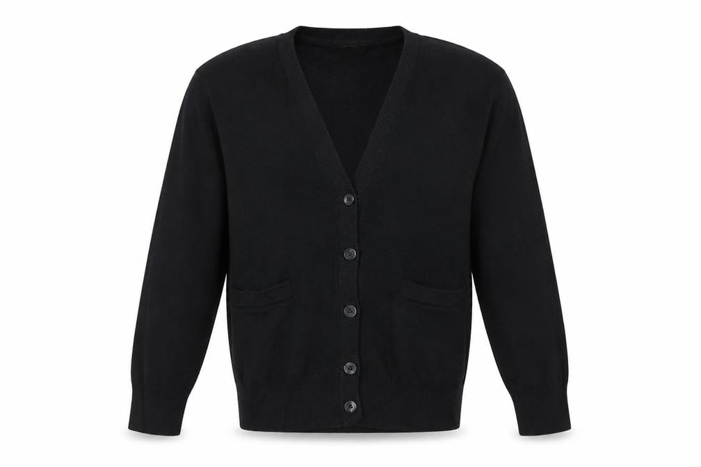 Marks & Spencer Girls Black 6-7 Years V-Neck Knit School Cardigan NWT