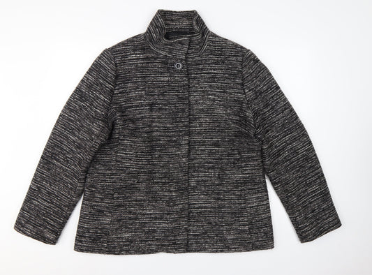 John Lewis Women’s Black Grey Tweed Jacket Size 18 Collared