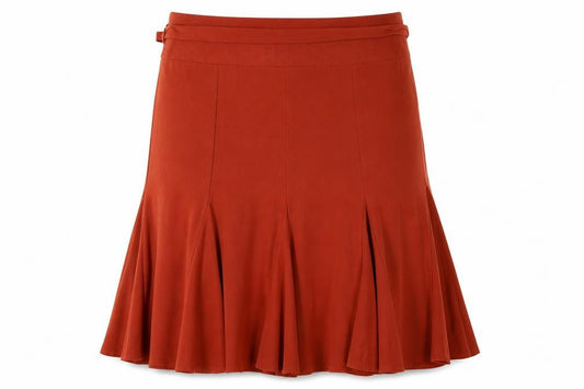 Bhs Women’s Orange UK 16 Flared Knee Length Pleated Tie Waist Skirt