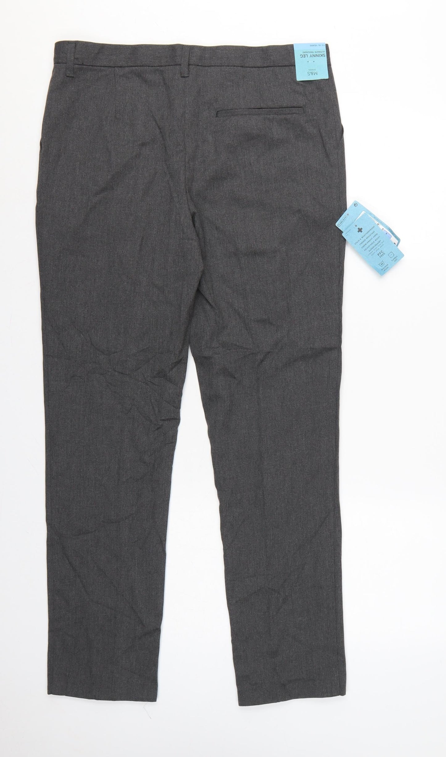 Marks & Spencer Boys Grey 15-16 Years Skinny Leg School Trousers NWT
