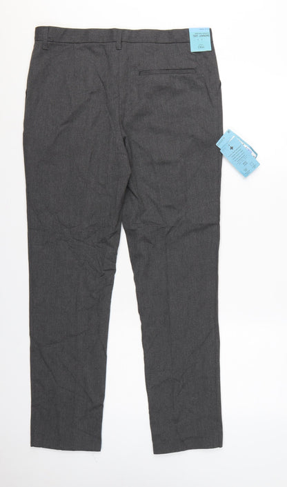 Close-up detail of Marks & Spencer boys’ grey 15-16 years skinny leg school trousers nwt