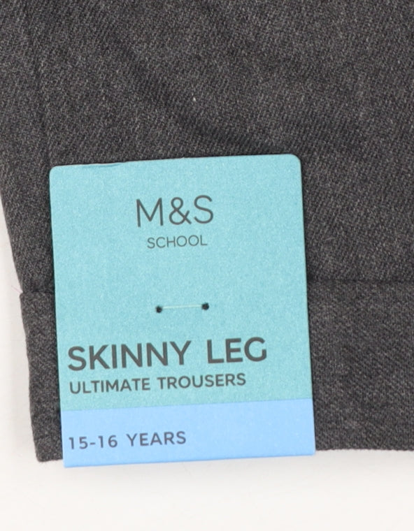 Marks & Spencer Boys Grey 15-16 Years Skinny Leg School Trousers NWT