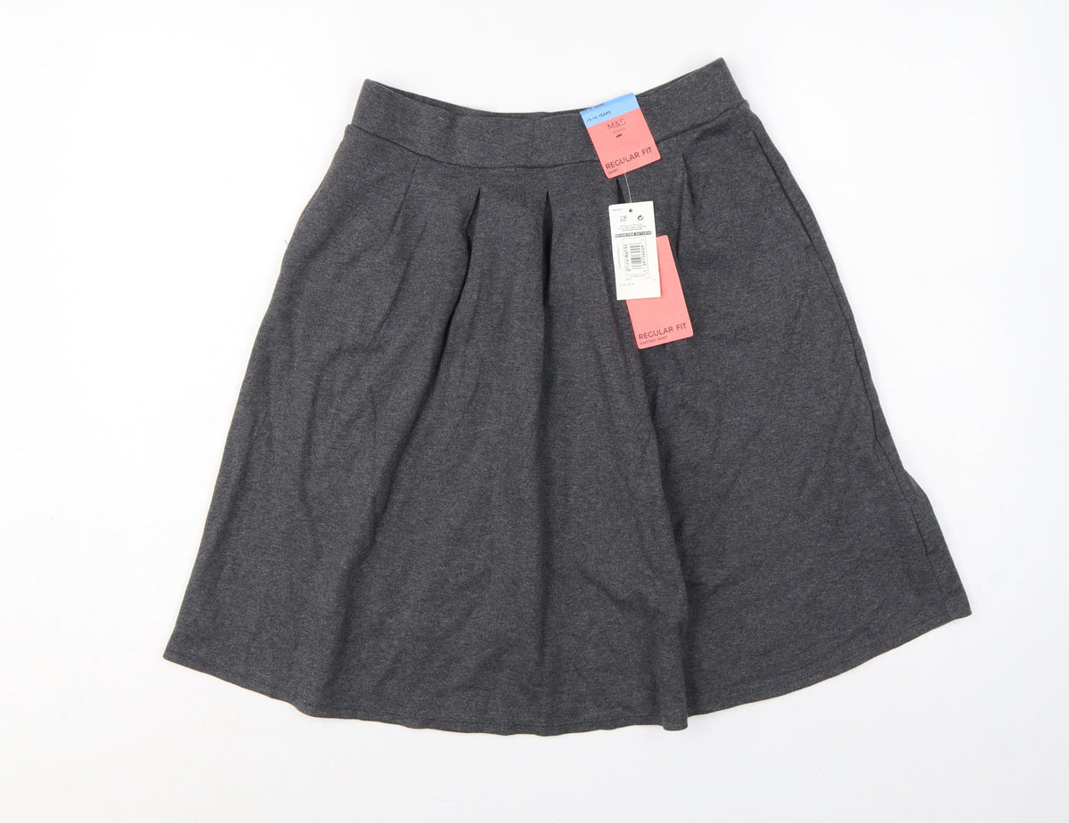 Marks & Spencer Girls Grey 15-16 Years Regular Fit School Uniform Skirt