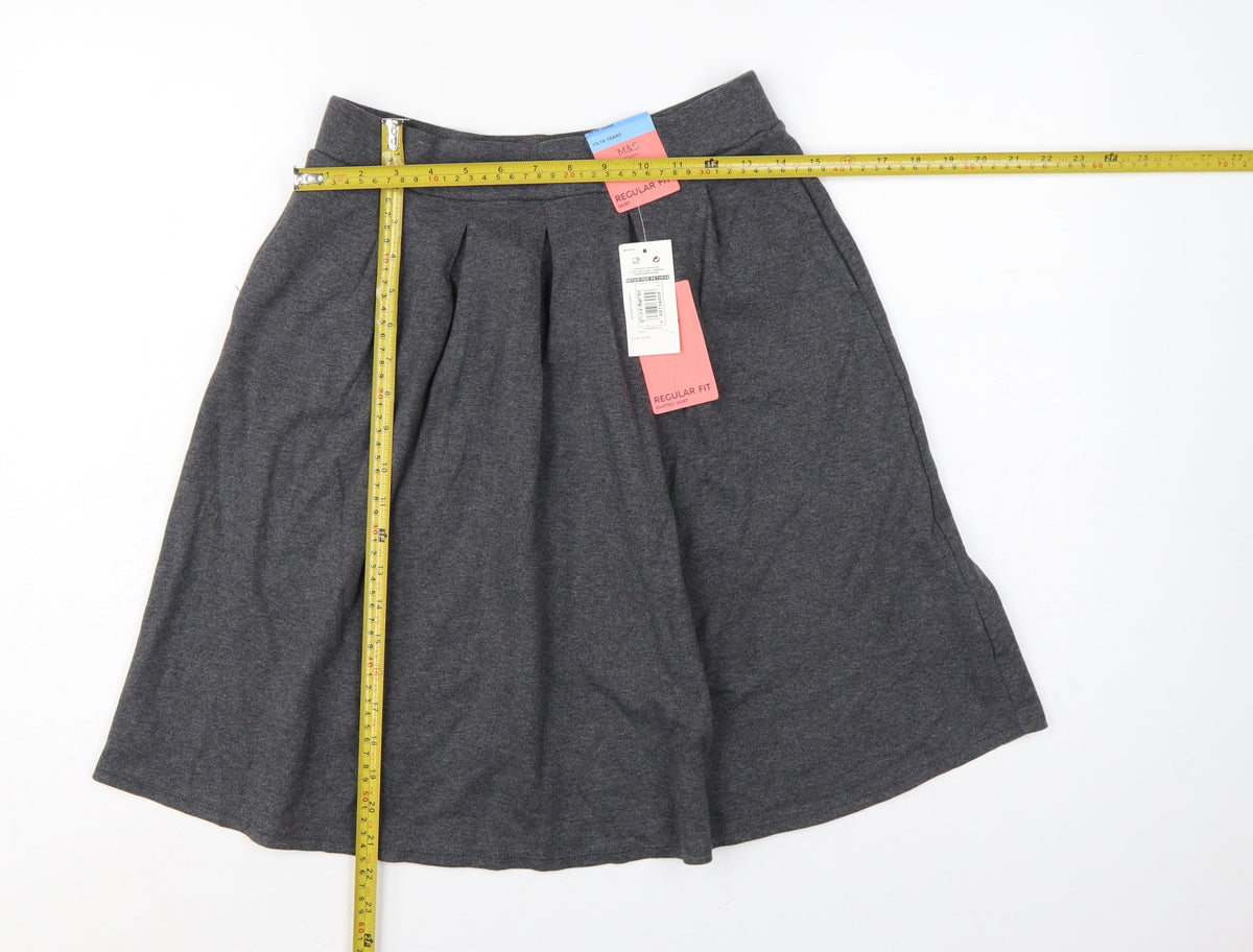 Marks & Spencer Girls Grey 15-16 Years Regular Fit School Uniform Skirt