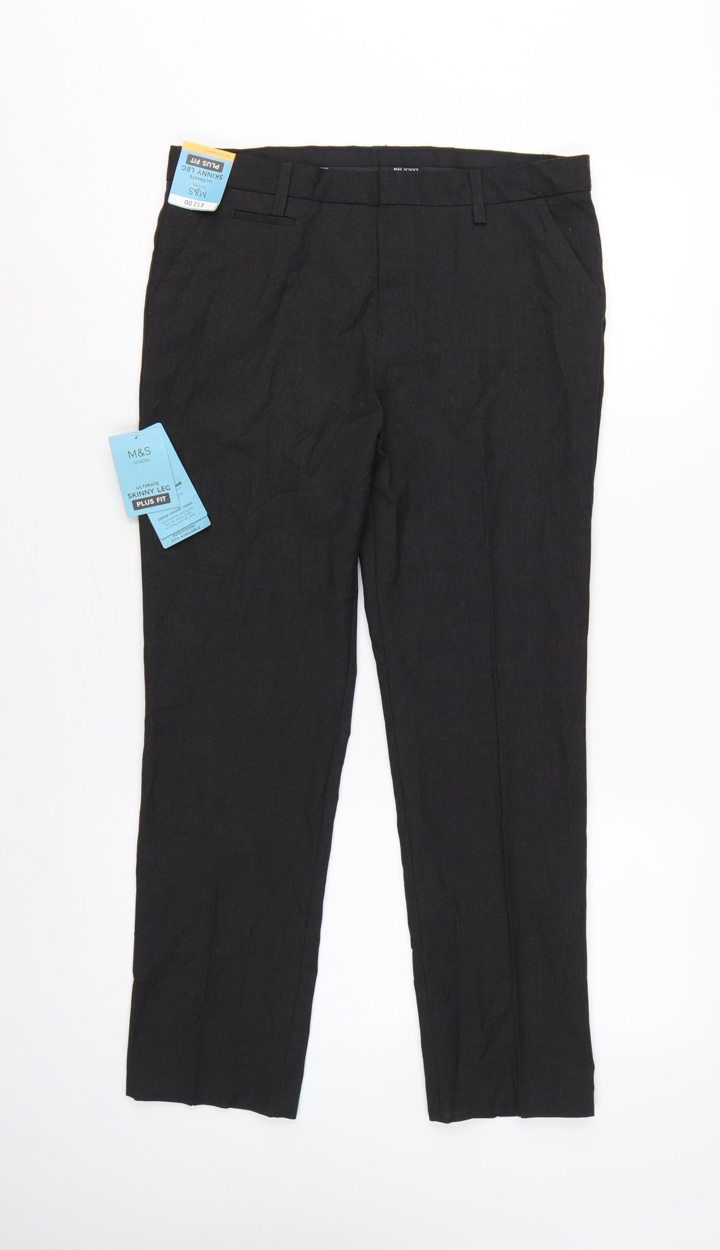Marks & Spencer Boys Black 11-12 Years Plus Fit Skinny School Trousers