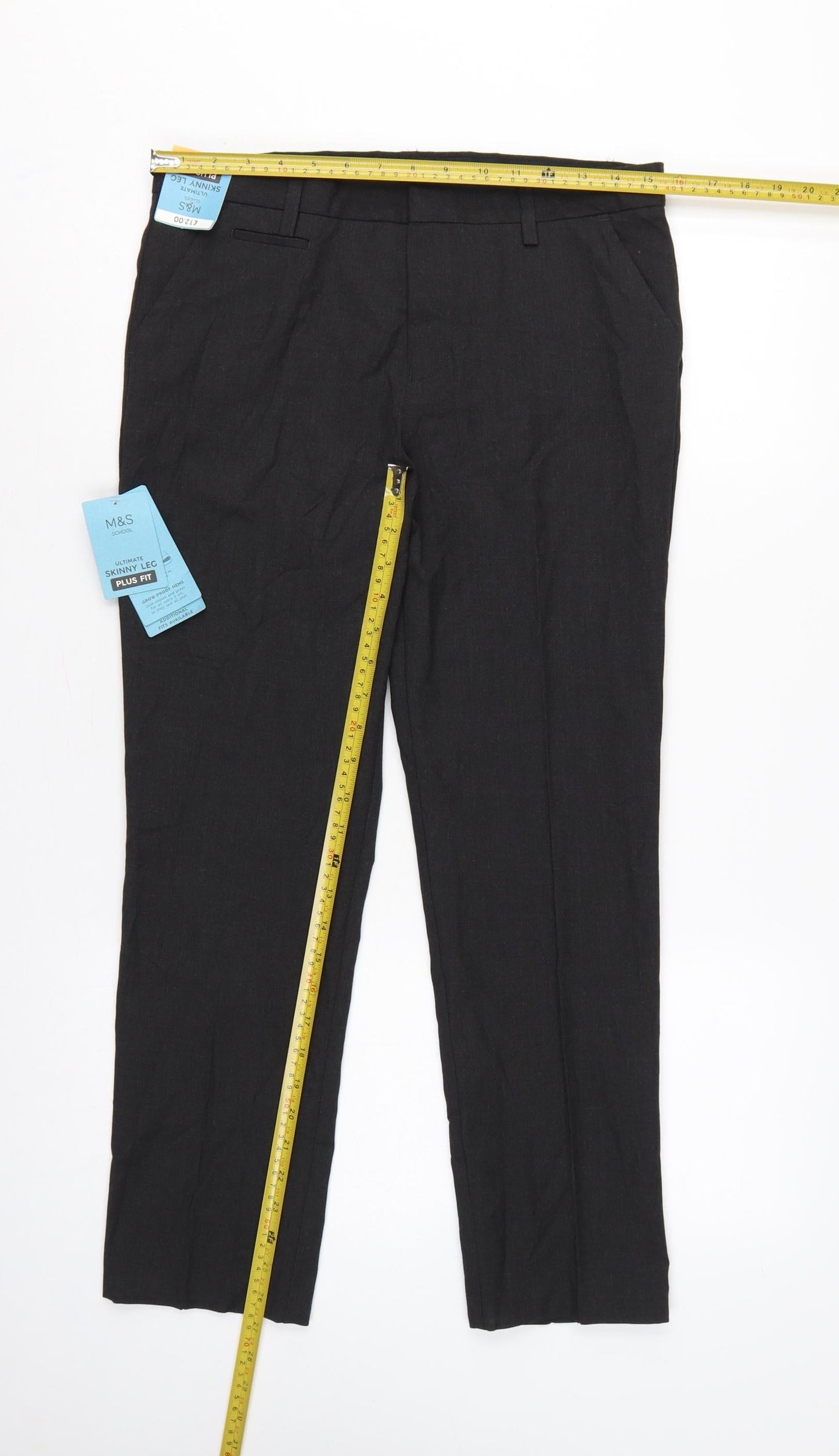 Marks & Spencer Boys Black 11-12 Years Plus Fit Skinny School Trousers