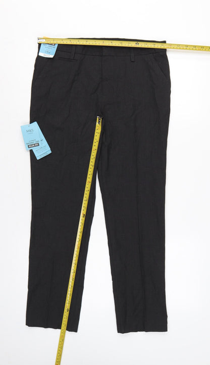 Back view of Marks & Spencer boys’ black 11-12 years plus fit skinny school trousers