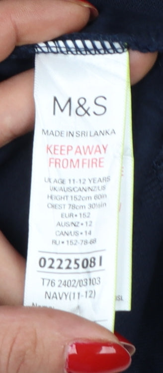 Marks & Spencer Boys Blue 11-12 Years Regular Fit School Sweatshirt