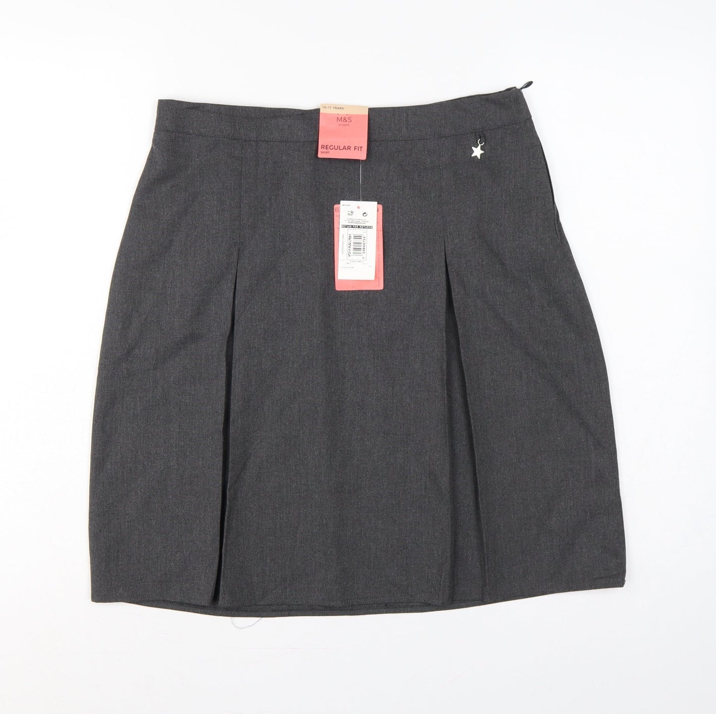 Marks & Spencer Girls Grey School Skirt 16-17 Years Regular Fit Pleated