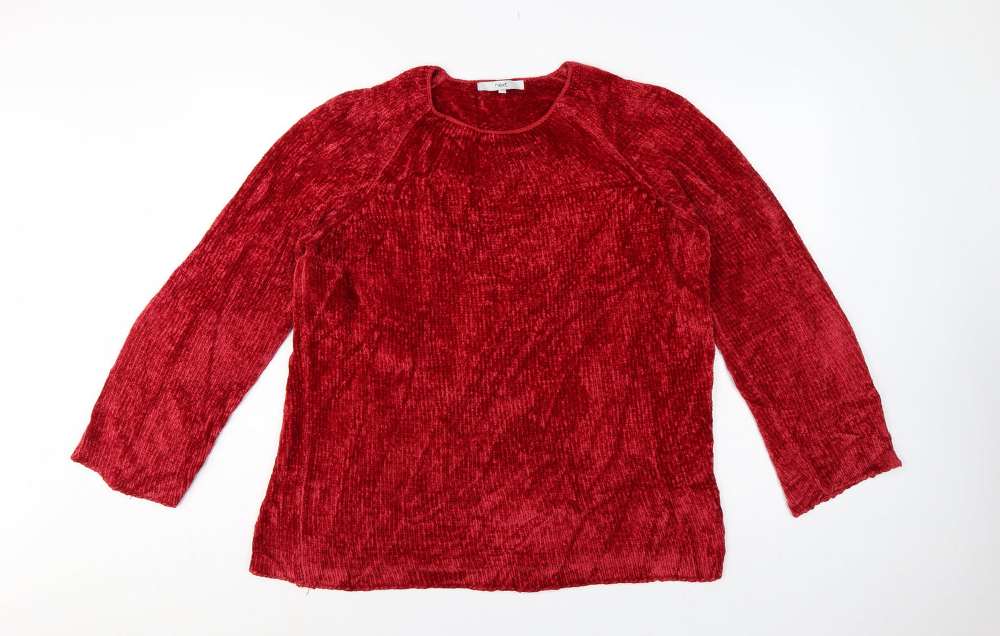 Next Women Red L Chenille Knit Raglan Crew Neck Pullover Jumper