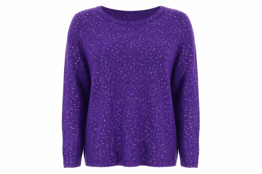 Michelle Hope Women’s Purple Sequin Knit Pullover Jumper UK 18/20