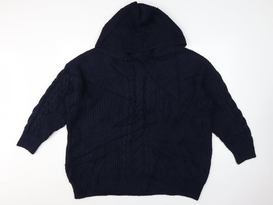 M&S Women’s Navy XL Cable Knit Roll Neck Heavyweight Jumper