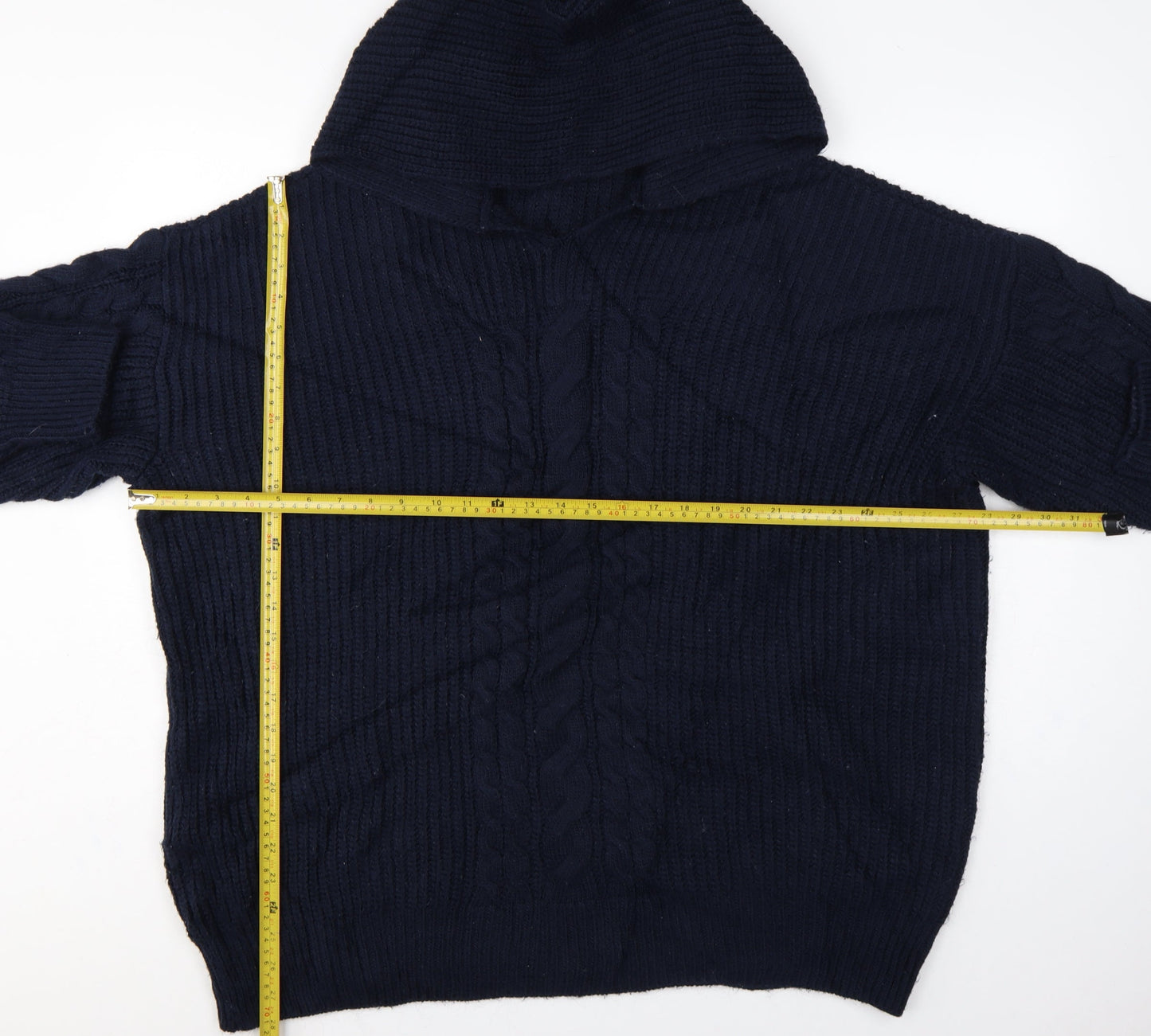 M&S Women’s Navy XL Cable Knit Roll Neck Heavyweight Jumper