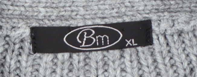 Bonmarché Women Grey XL Rib Knit Button Cardigan with Pockets