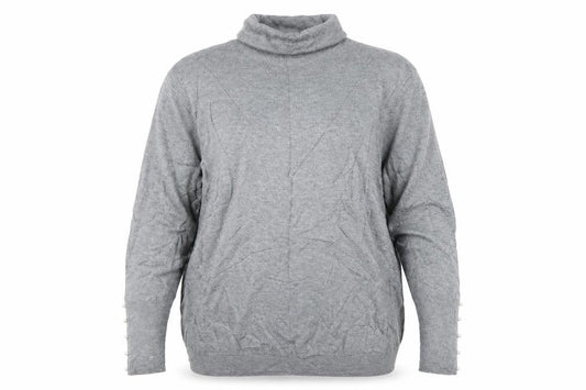 Damart Women Grey Roll Neck Pullover Jumper UK 16 Viscose Wool Knit