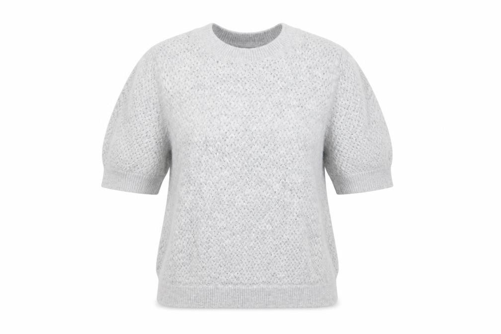 Marks and Spencer Women Grey M Open Knit Short Sleeve Jumper