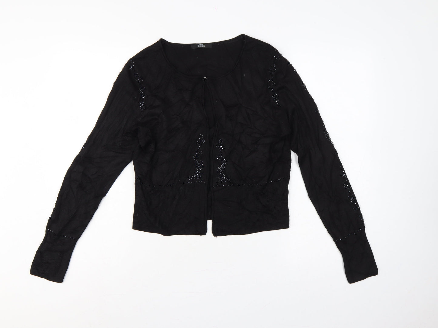 Marks and Spencer Women Black UK 14 Sequin Knit Long Sleeve Cardigan