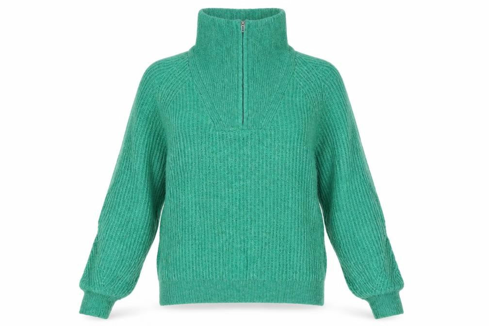 Marks & Spencer Women’s Green S Half Zip High Neck Knit Pullover