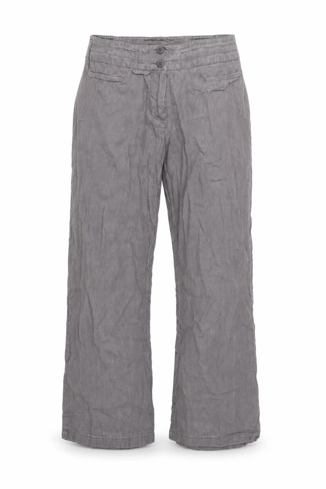 Marks & Spencer Women Grey UK 12 Linen Blend Wide-Leg Trousers