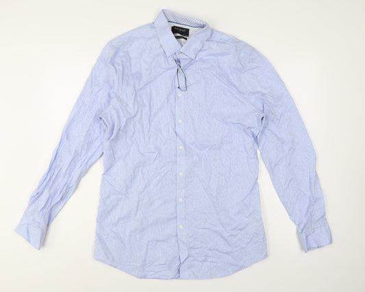 Marks & Spencer Autograph Men Blue M Slim Floral Cotton Shirt
