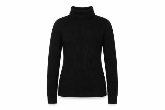 Hobbs Women Black M Merino Wool Ribbed Roll Neck Pullover Jumper