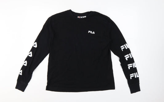 Fila Women’s Black Size 10 Long Sleeve Logo T-Shirt Cotton
