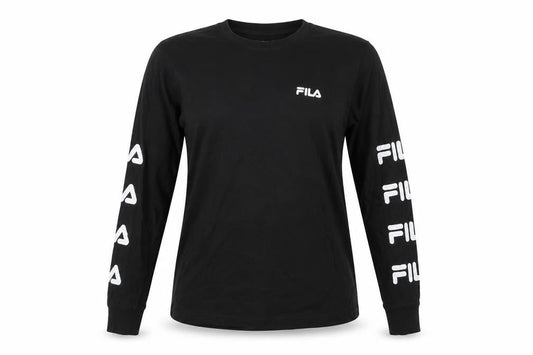 Fila Women’s Black Size 10 Long Sleeve Logo T-Shirt Cotton