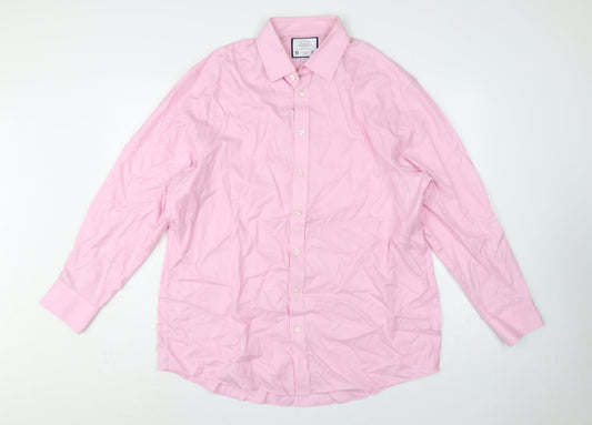 Charles Tyrwhitt Men's Pink 17 Classic Fit Non-Iron Cotton Dress Shirt