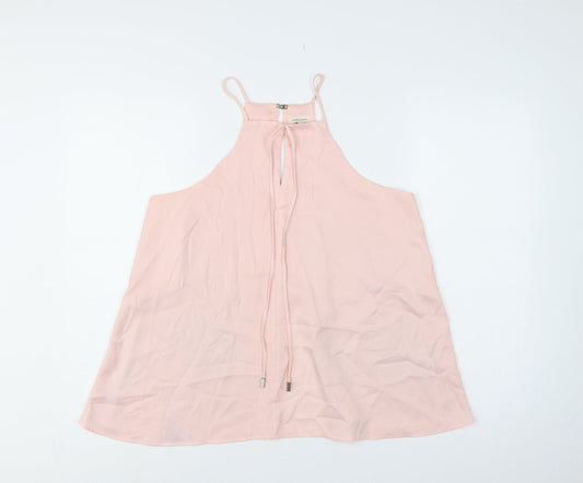 River Island Women Pink UK 12 Halter Tie Front Chiffon Camisole Blouse