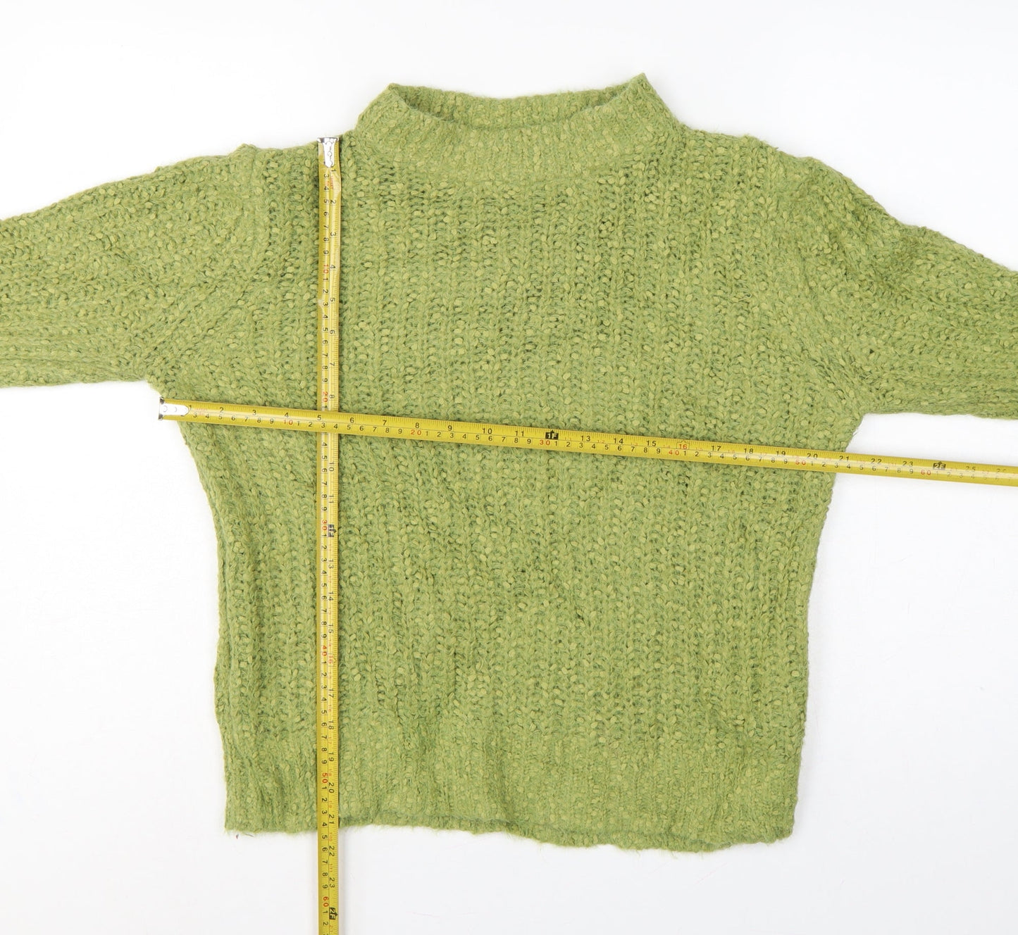 Marks & Spencer Women Green UK 12 Chunky Knit Mock Neck Jumper
