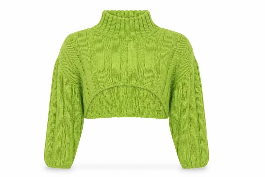 ASOS Design Women Green UK 10 Chunky Knit High Neck Cropped Jumper